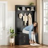 Lirago,6-in-1 Hall Tree with Bench, Shoe Storage & Hooks-Modern Mudroom Entryway Storage Bench,Black - 2 of 4