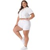 Agnes Orinda Women's Plus Size Short Sleeve Button-Down Cropped Denim Jean Jackets - 3 of 4