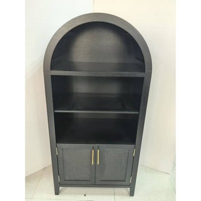 Rattan Storage Cabinet, 5-Tier Arched Display Cabinet with Adjustable Shelf