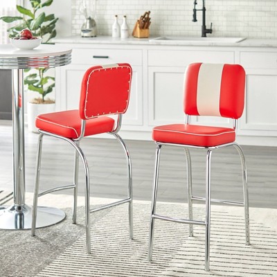 Retro Red and White Chrome 3-Piece Pub Dining Set