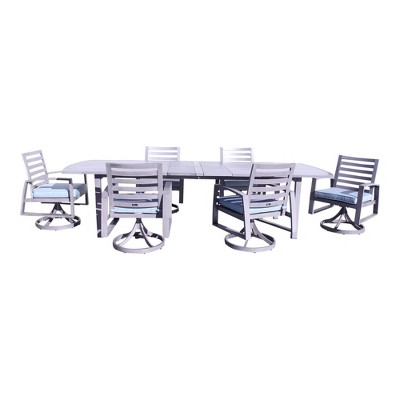 Courtyard Casual Cabo 7 pc Swivel Extension Dining Set - 87"/108"" Table