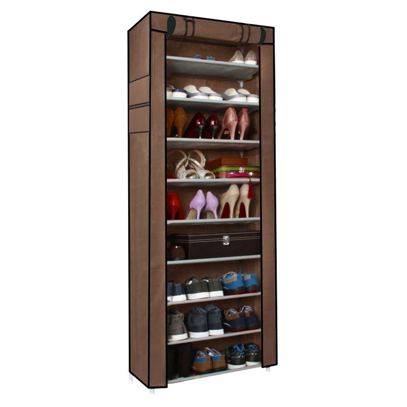 SKONYON 10 Tier Shoe Rack: Dustproof Cover Free Standing Organizer for Entryway Closet, 3 of 10