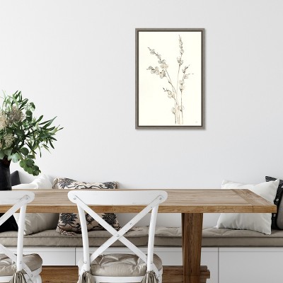 Willows IV Off-White and Gray Canvas Wall Art Print