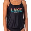 Women's 2 Piece Lake Life Tankini Swimsuit With Shelf Bra And Adjustable Straps Black - 2 of 4