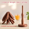 Itopfox Natural Tree Trivet Set - 4 Wooden Hot Pot Holders, Heat Resistant Countertop Protectors for Thanksgiving, Auto Unfold Space-Saving Design - 4 of 4