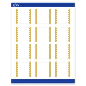 Avery Printable Square Cards, Gold Edge Dots, 2" x 2", Matte White Square Cards, Laser/Inkjet, 120ct, Great for Business Cards - 1 of 4