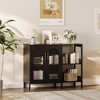 Buffet Sideboard Cabinet, Wooden Storage Cabinet with Glass Doors, Two Metal Handle, Storage Cabinet with Adjustable Shelves - 4 of 4