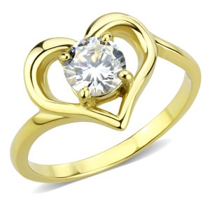 Slickblue Gold Heart Ring for Women, Stainless Steel with Clear CZ, Engagement & Valentine’s Day Style, Sizes 5-9 - 1 of 4