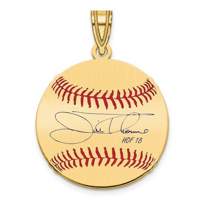 Black Bow Jewelry 14K Gold Plated Jim Thome Signature SM Enamel Baseball Pendant