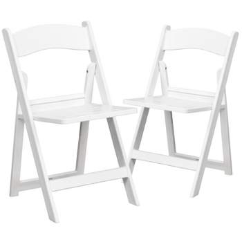 Flash Furniture 2 Pack HERCULES Series 1000 lb. Capacity White Resin Folding Chair with Slatted Seat