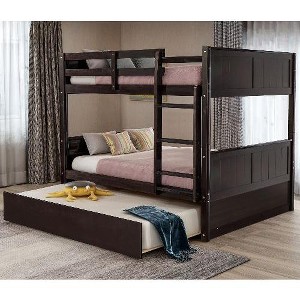 Kumasinova Full-Over-Full Bunk Bed with Twin Trundle – Convertible to 2 Full Bed Frames, Solid Pine Bed Frame for Families/Sleepovers/Guest Spaces - 1 of 4