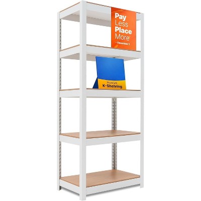 5 Tier 24.1" W Laminated Metal Shelving Unit Adjustable Storage Utility Rack Heavy Duty Shelves