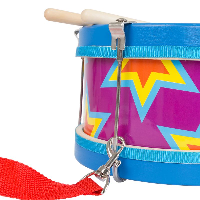 Double-sided Toy Marching Drum with Adjustable Strap and Two Wooden Drum Sticks by Hey! Play!, 5 of 7
