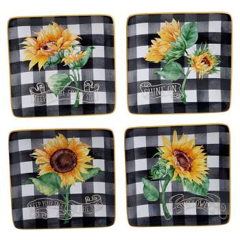 6" 4pk Earthenware Sunflower Fields Canape Plates - Certified International