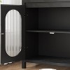 30.1" Coffee Bar Cabinet with Fluted Glass Doors, Farmhouse Kitchen Sideboard Buffet, Black - 3 of 4