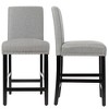 Tangkula 4PCS Upholstered Counter Stools Bar Stool Home Kitchen w/ Wooden Legs Grey - 3 of 4