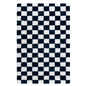 Plush Fluffy Living Room Rugs, Geometric Checkered Soft Fuzzy Bedroom Rug, Shag Floor Carpet for Nursery Kids Room - 1 of 4