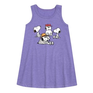 - Peanuts - Snoopy Siblings Graphic Sleeveless Aline Dress - 1 of 3