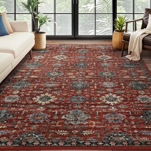 Soft Vintage Area Rug Washable Rugs for Living Room Indoor Large Traditional Farmhouse Carpet Non Slip Low Pile Bedroom Rug for Dining Room - 1 of 4