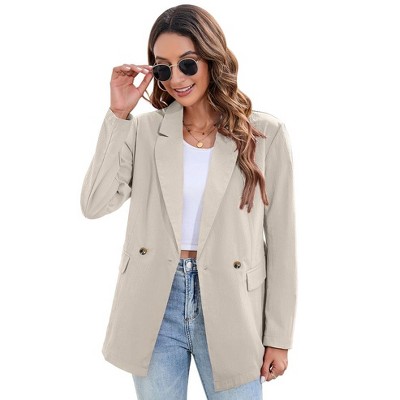 Women's Blazers Casual Oversized Long Sleeve Open Front Lapel Lightweight Suit Blazer Jackets with Pockets