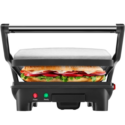 Chefman 3-in-1 Panini Press & Grill, 4-Slice Non-Stick, Opens Flat - Stainless Steel