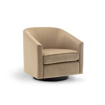 eLuxury Swivel Barrel Chair, Brown Velvet