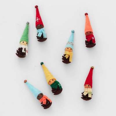 Fabric and Pinecone Elves Christmas Tree Ornament Set 10pc Assorted - Wondershop&#8482;