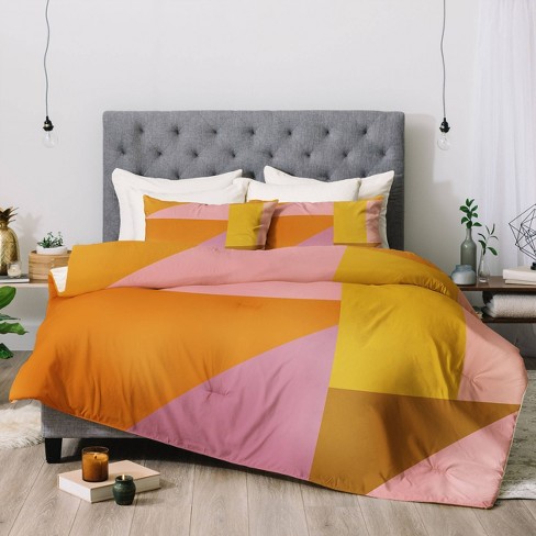 June Journal Shapes In Vintage Modern, Pink And Orange Twin Bedding