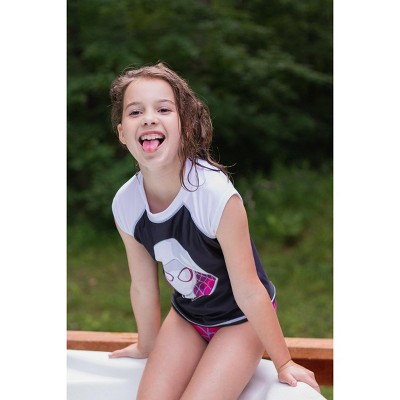 Marvel Spider-Man Spider-Gwen Ghost Spider Little Girls Rash Guard and Bikini Bottom Black / Purple 6 — фото 6