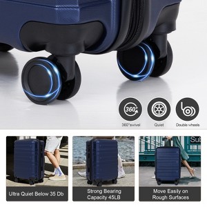 Vynxaria 3-Piece Blue Hardshell Luggage Set (20/24/28) Carry-On Check-in Suitcases TSA-Approved Lock Spinner Wheels - 1 of 4