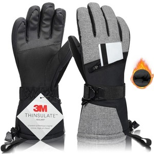 Solaris Waterproof Winter Gloves with Card Pocket, Warm Cozy 3M Thinsulate Ski Gloves for Snowboarding, Shoveling & Outdoor Sports, Gift Idea - 1 of 4