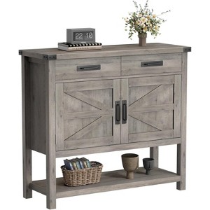 Farmhouse Console Table with 2-Door Cabinet & 2 Drawers, Coffee Bar, Entryway Table with Storage Shelf, Sofa Tables Buffet Sideboard - 1 of 4