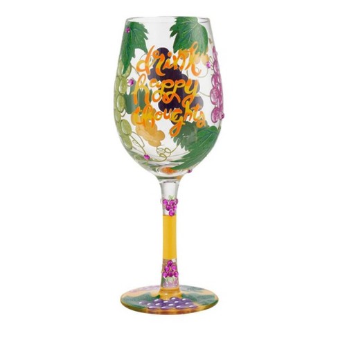 7.75 In Drink Happy Thoughts Wine Glass Wine Glasses - image 1 of 3