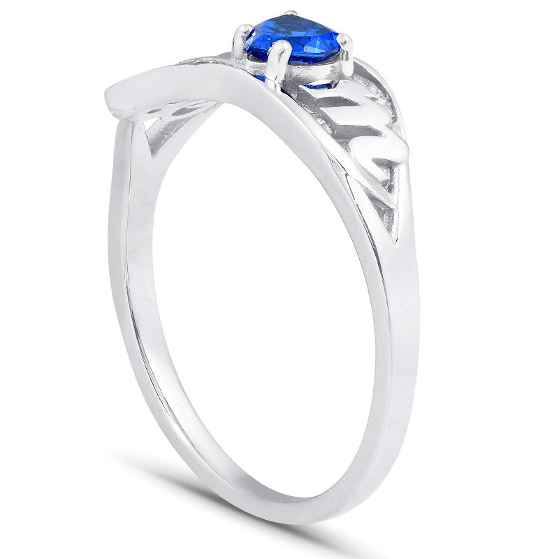 Pompeii3 5/8ct Blue Heart Sapphire & Diamond MOM Ring 10K White Gold, 3 of 6