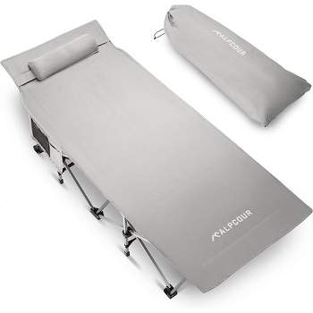 Alpcour XL Camping Cot - Compact Folding Bed for Adults & Kids with Pillow - 500 Lbs Capacity