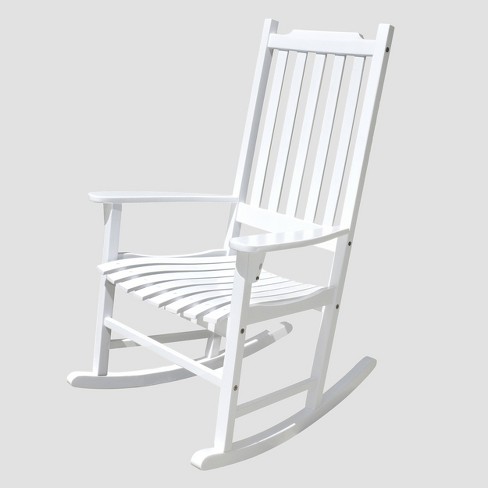 Traditional Patio Rocking Chair - Merry Products: Acacia Wood, Water-Resistant, White - image 1 of 3