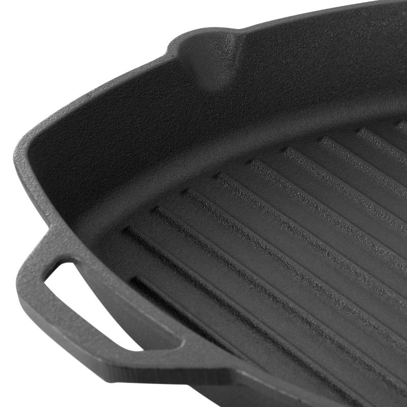 MegaChef 10.4 Inch Pre-Seasoned Cast Iron Griddle with Tempered Glass Lid, 5 of 8