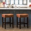 Grungis Faux Leather Bar Stools Set of 2,Counter Stools with Footrest,Kitchen Chair for Kitchen Island - 2 of 4