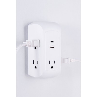 GE 5 Outlet Grounded Tap with 2 USB Ports USB-A and C 560J 3.4A White_5