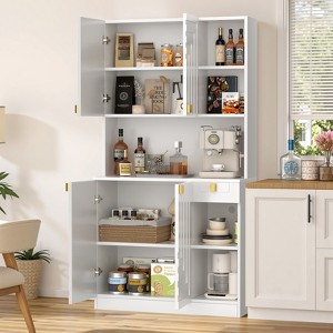 Gymojoy 70" Kitchen Pantry Cabinet with Countertop & Power Outlet & Adjustable Shelves for Home - 1 of 4