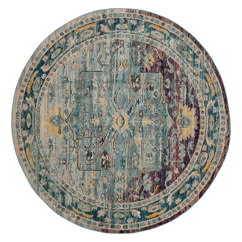 7' Medallion Loomed Round Area Rug Teal/Purple - Safavieh