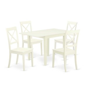 HomeStock 5-Pc Linen White Finish Solid Wood Top - Dining Room Set - Seats 4 - 1 of 4