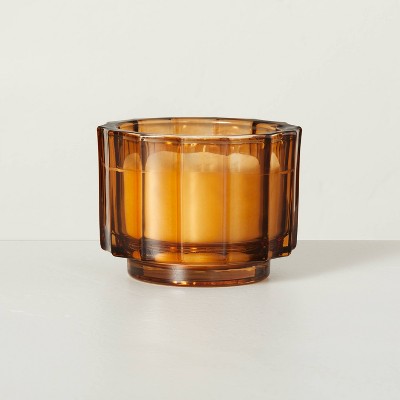 5oz Birch & Amber Fluted Amber Glass Seasonal Candle - Hearth & Hand™ with Magnolia