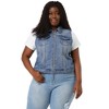 Agnes Orinda Women's Plus Size Trucker Zipper Front Sleeveless Sport Crop Denim Vests - 4 of 4