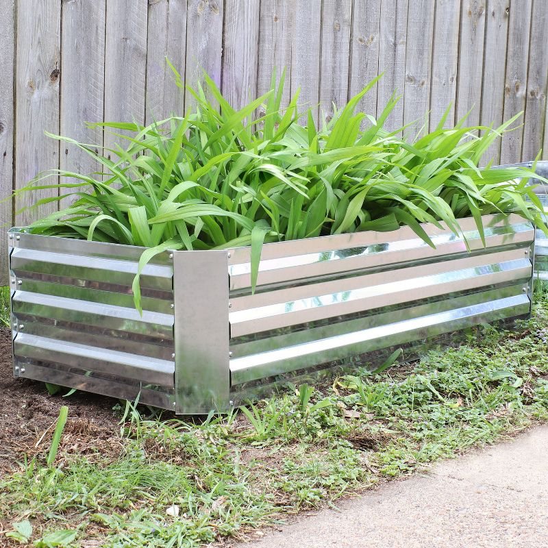 Sunnydaze Raised Corrugated Galvanized Steel Rectangle Garden Bed for Plants, Vegetables, and Flowers - 48" L x 11.75" H, 2 of 10