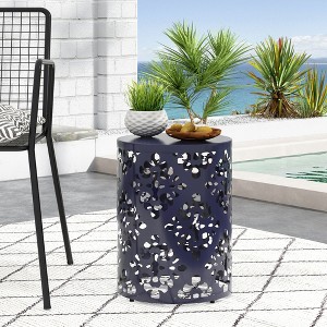 Maggift Patio End Tables, Stylish End Tables for Indoor and Outdoor Use, Ideal for Gardens, Backyard, With Special Design, Blue, 13.75"*13.75"*18" - 1 of 4