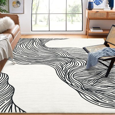 Modern Abstract Rug – Foldable Washable Low-Pile Soft Carpet, Non-Shedding Non-Slip Floor Rug for Home, Office, Hotel