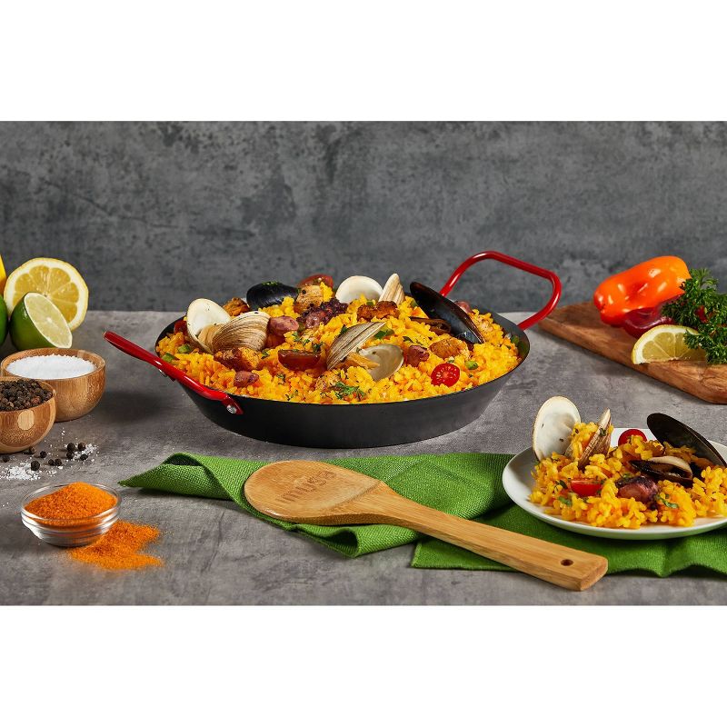 IMUSA 10&#34; Coated Nonstick Paella Pan with Red Handles, 4 of 5