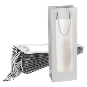 Unique Bargains Paper Sturdy Reusable Fashionable Wine Gift Bags with Rope Handles 4.92"x3.35"x14.2" - 1 of 4