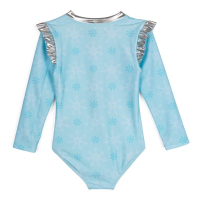 Disney Princess Disney Frozen Queen Elsa Little Girls Half Zip One Piece Bathing Suit UPF 50+ Soft Blue 5-6 — фото 2